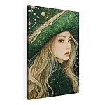 Canvas Schilderijen Vrouw met groene hoed