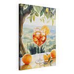 Canvas Schilderijen Glas ijs en sinaasappels