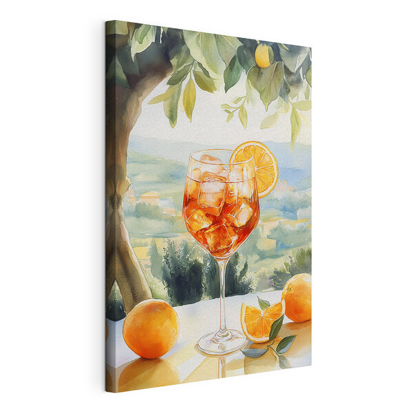 Glas ijs en sinaasappels Canvas Schilderijen Glas ijs en sinaasappels