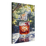 Canvas Schilderijen Glas ijs en kersen