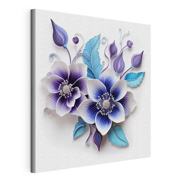 Canvas Schilderijen Blauwe en witte bloemen