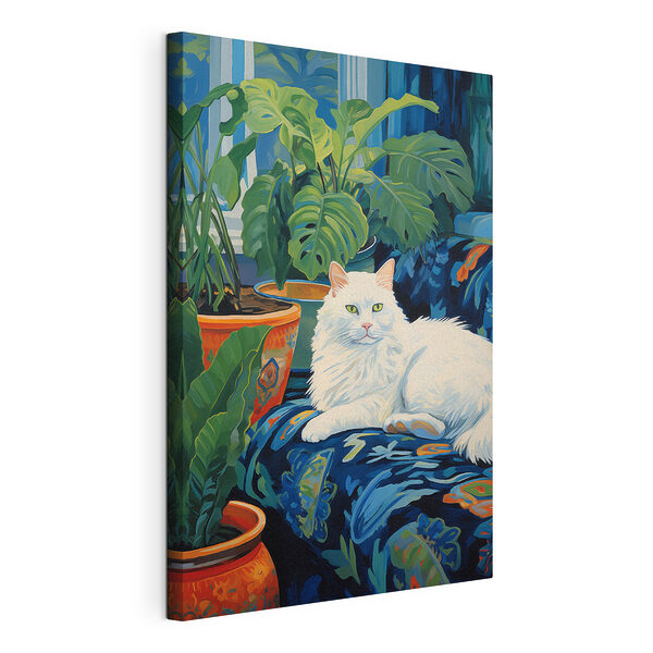 Canvas Schilderijen Kat liggend op een bank