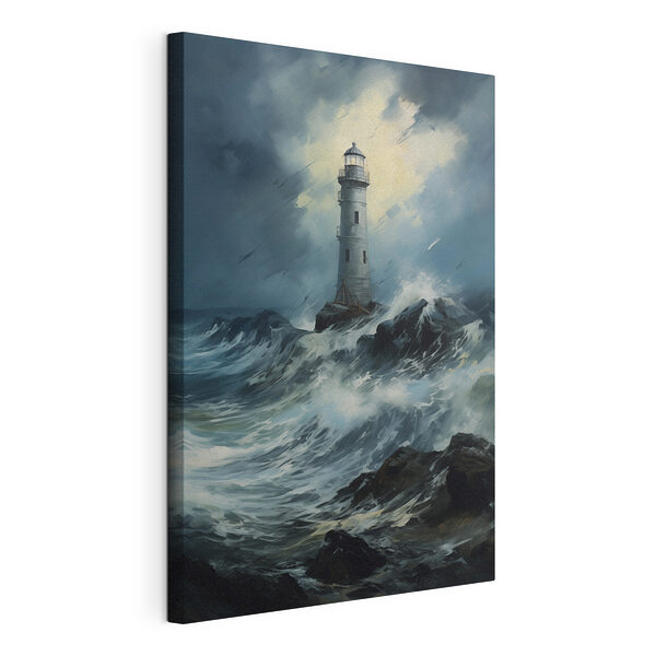 Canvas Schilderijen Vuurtoren in de oceaan