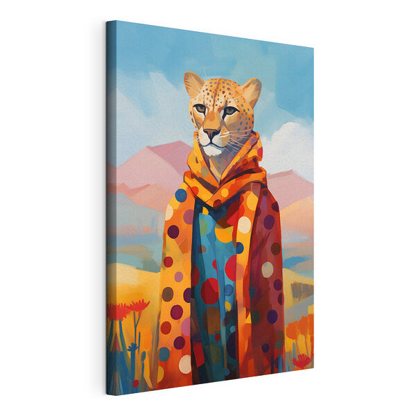 Cheetah met sjaal Canvas Schilderijen Cheetah met sjaal
