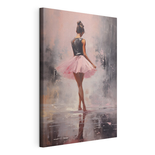 Schilderij van een vrouw in een roze tutu Canvas Schilderijen Schilderij van een vrouw in een roze tutu
