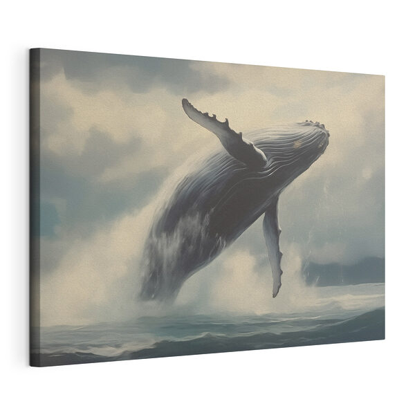 Walvis springt uit het water Canvas Schilderijen Walvis springt uit het water