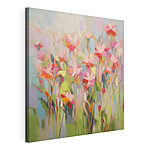 Canvas Schilderijen Schilderij van bloemen op een muur