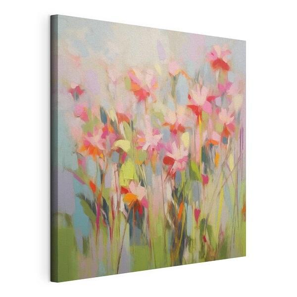 Schilderij van bloemen op een muur Canvas Schilderijen Schilderij van bloemen op een muur