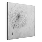Canvas Schilderijen Paardenbloem met in de lucht vliegende zaadjes