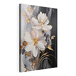 Canvas Schilderijen Delicate bloemen op een donker canvas