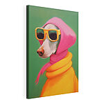 Canvas Schilderijen Hond met roze sjaal en zonnebril