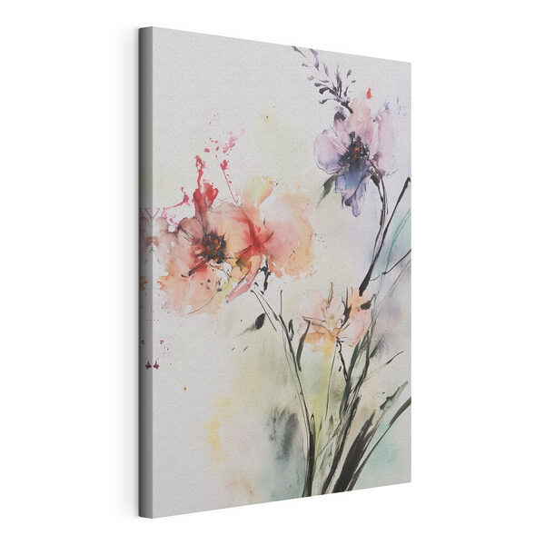 Canvas Schilderijen Schilderij van bloemen op een wit oppervlak