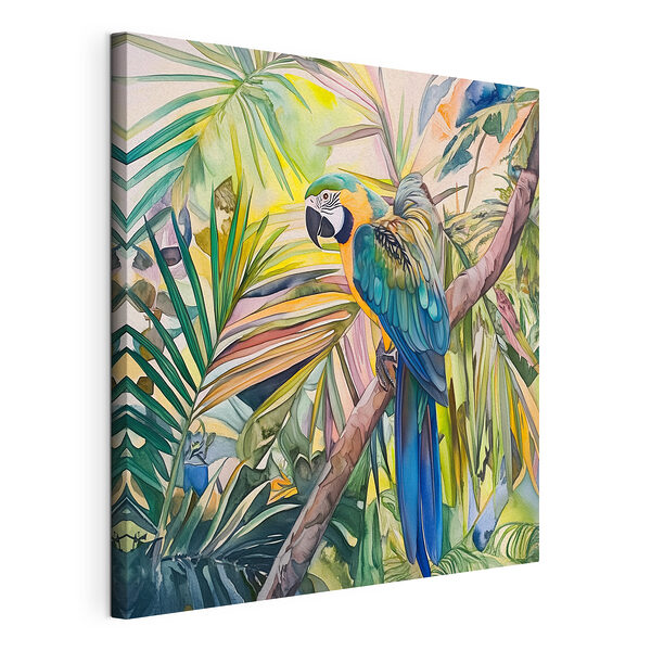 Kleurrijke vogel op een boomtak Canvas Schilderijen Kleurrijke vogel op een boomtak