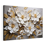 Canvas Schilderijen Groep witte bloemen en bladeren