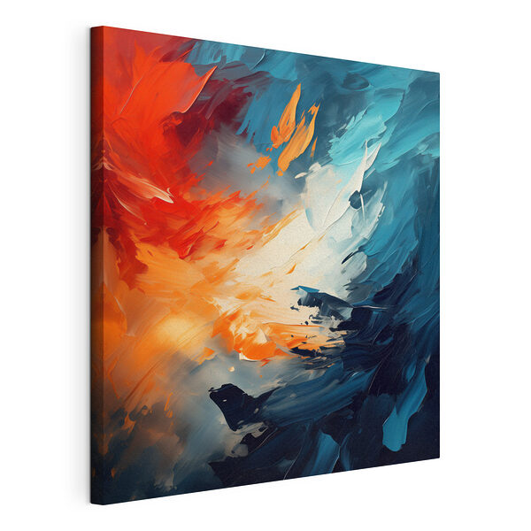 Canvas Schilderijen Schilderij van blauwe en oranje kleuren