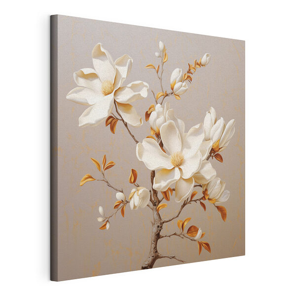 Witte bloemen aan een tak Canvas Schilderijen Witte bloemen aan een tak