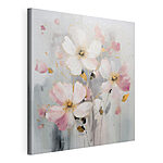 Canvas Schilderijen Schilderij van bloemen op een grijze achtergrond