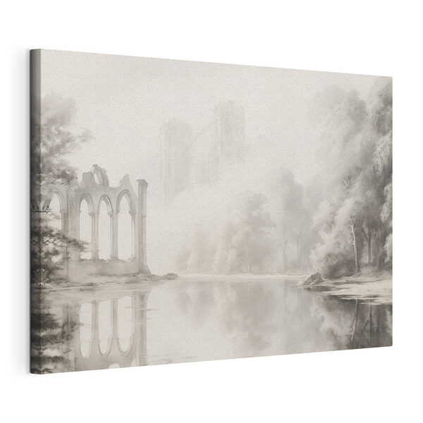 Waterlichaam met een kasteel op de achtergrond Canvas Schilderijen Waterlichaam met een kasteel op de achtergrond