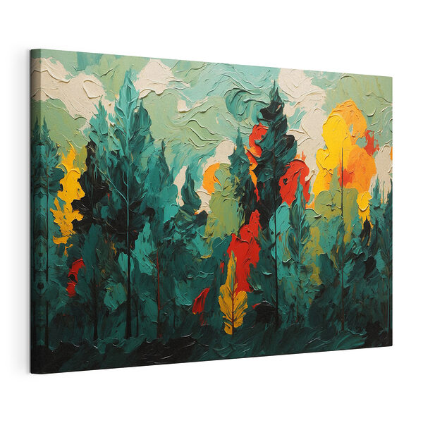 Schilderij van bomen en zon Canvas Schilderijen Schilderij van bomen en zon