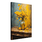 Canvas Schilderijen Vaas met gele bloemen