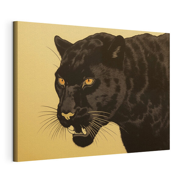 Canvas Schilderijen Zwarte panter met gele ogen