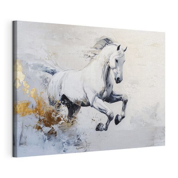 Schilderij van een wit paard Canvas Schilderijen Schilderij van een wit paard
