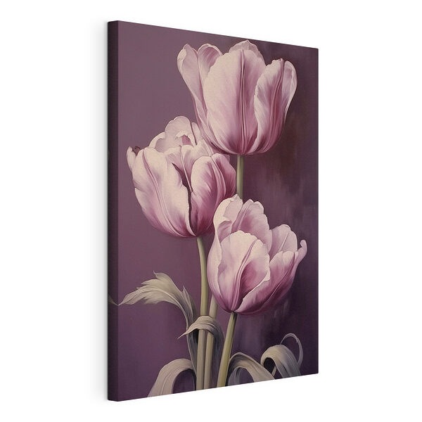 Canvas Schilderijen Schilderij van roze tulpen