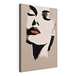Canvas Schilderijen Vrouw’s gezicht met rode lippenstift