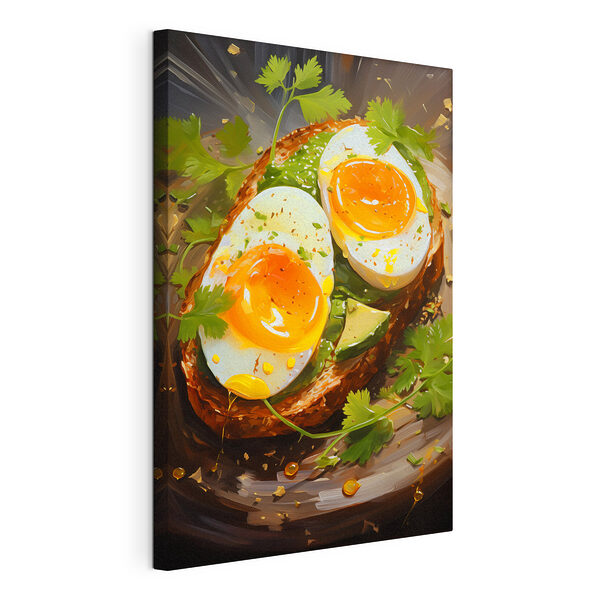 Verse eieren op levendig toast meesterwerk Canvas Schilderijen Verse eieren op levendig toast meesterwerk