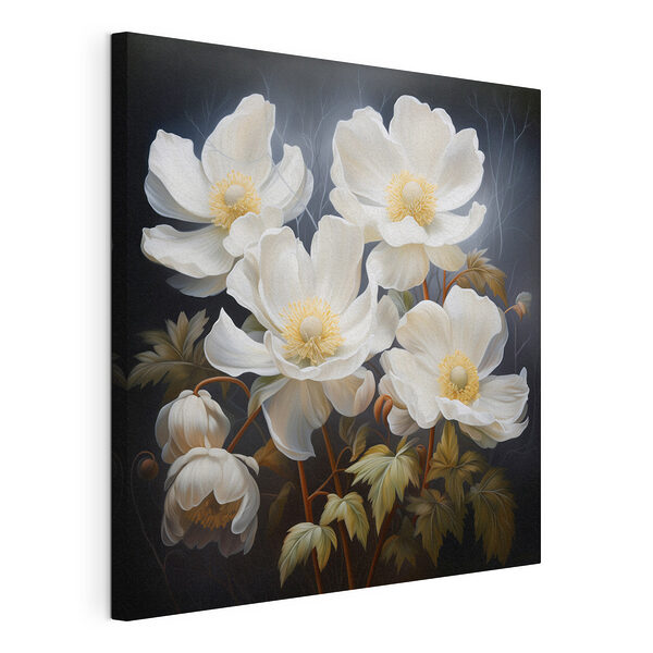 Canvas Schilderijen Schilderij van witte bloemen