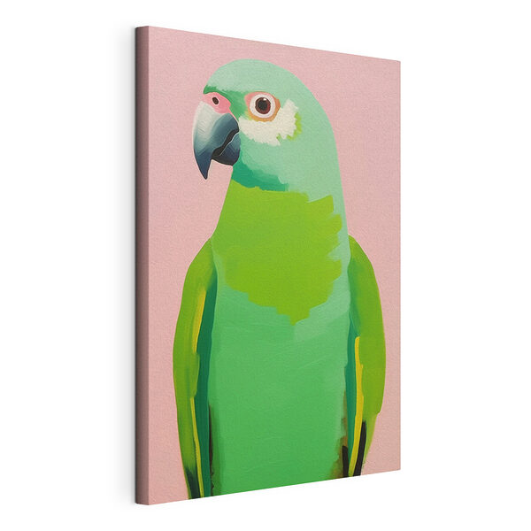 Groene papegaai met gele ogen Canvas Schilderijen Groene papegaai met gele ogen