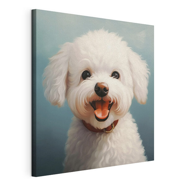 Canvas Schilderijen Witte hond met zijn bek open