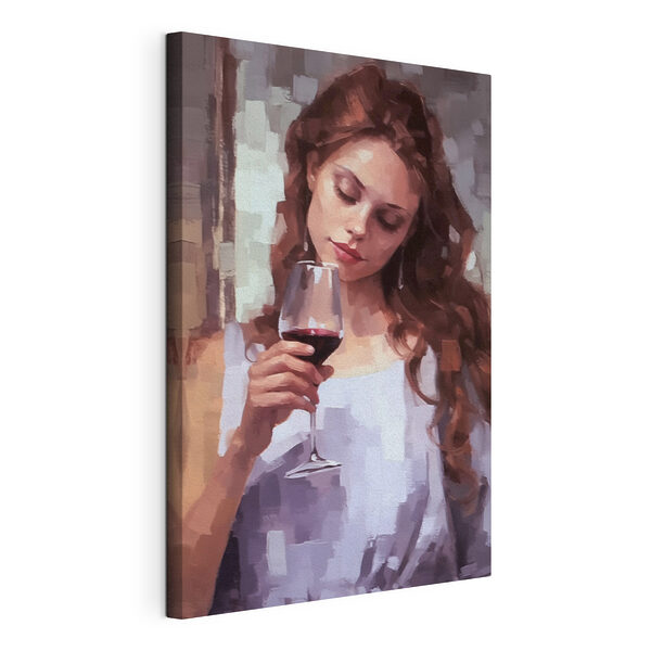 Vrouw met wijnglas Canvas Schilderijen Vrouw met wijnglas