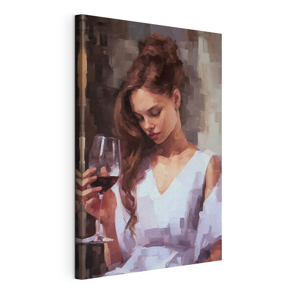 Vrouw met wijnglas Canvas Schilderijen Vrouw met wijnglas