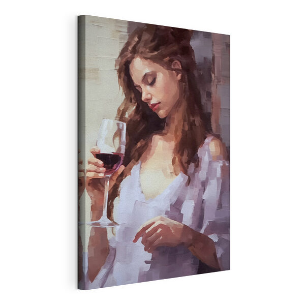 Canvas Schilderijen Vrouw met wijnglas