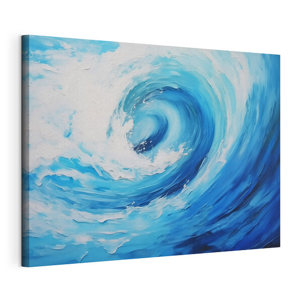 Blauw met witte werveling Canvas Schilderijen Blauw met witte werveling