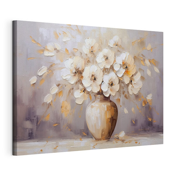 Canvas Schilderijen Schilderij van bloemen in een vaas