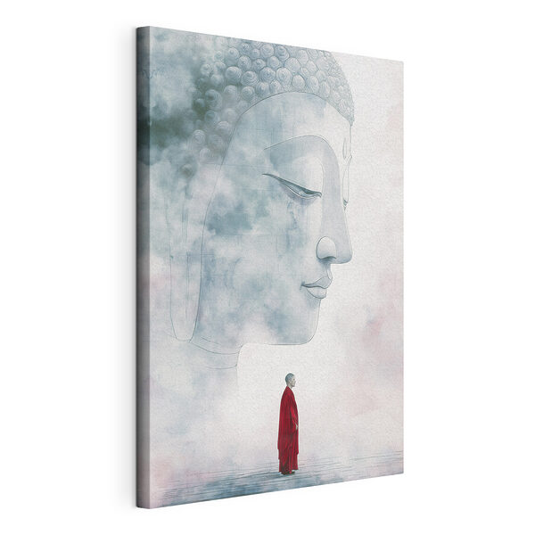 Canvas Schilderijen Man voor een groot gezicht