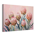 Canvas Schilderijen Schilderij van bloemen op roze achtergrond