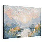 Canvas Schilderijen Schilderij van een rivier en bergen