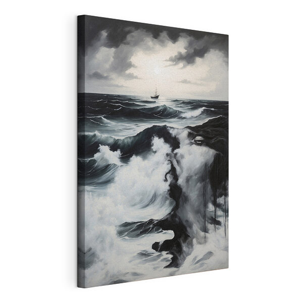Canvas Schilderijen Schilderij van een schip in de oceaan