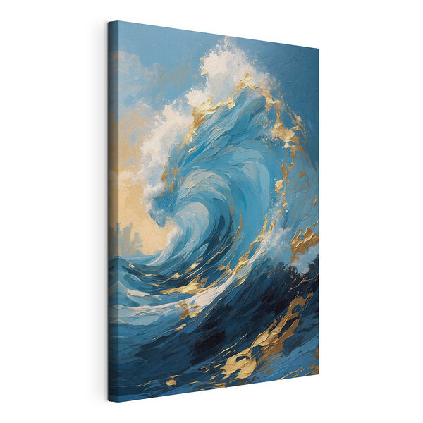 Canvas Schilderijen Dynamische golven in levendige blauwe tinten