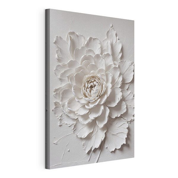 Canvas Schilderijen Witte bloem met bladeren
