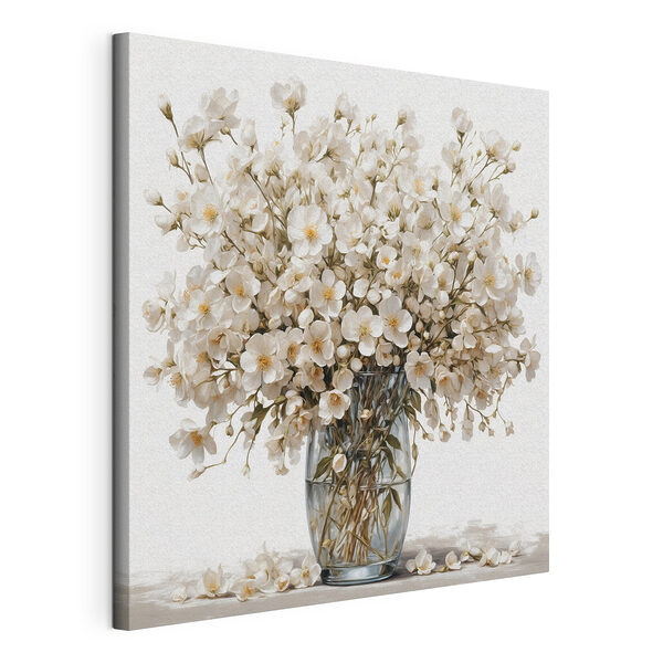 Vaas met witte bloemen Canvas Schilderijen Vaas met witte bloemen