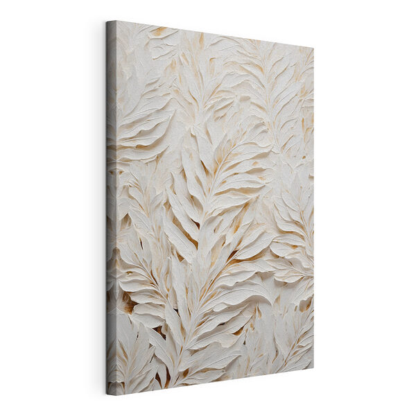 Wit en bruin bladmotief Canvas Schilderijen Wit en bruin bladmotief