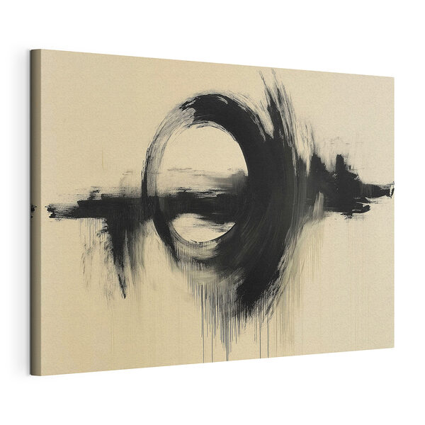 Canvas Schilderijen Zwarte cirkel met witte achtergrond