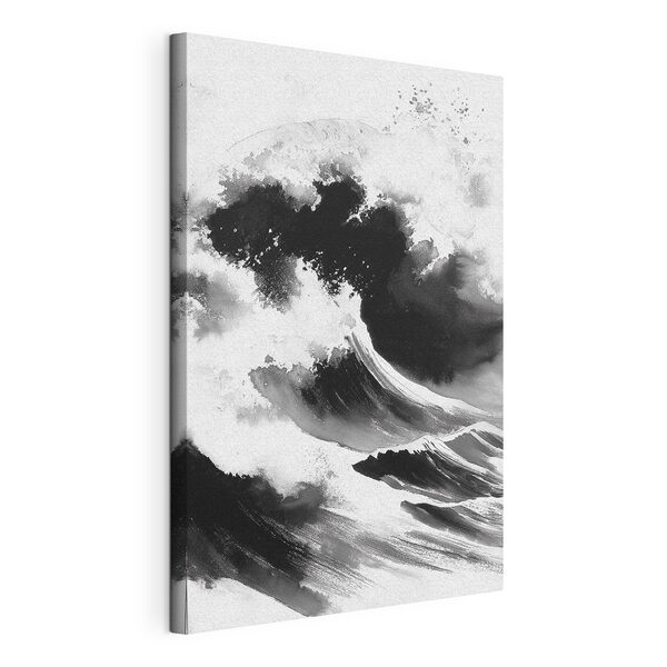 Zwart-wit afbeelding van een golf Canvas Schilderijen Zwart-wit afbeelding van een golf
