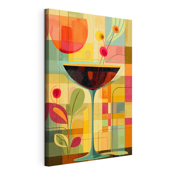 Kleurrijke kunst van een martiniglas Canvas Schilderijen Kleurrijke kunst van een martiniglas