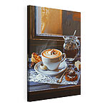 Canvas Schilderijen Kopje koffie en een kan thee
