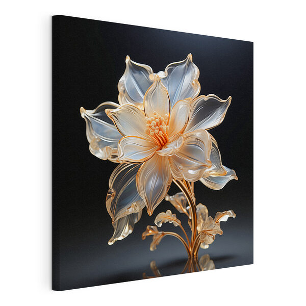 Delicate bloemensculptuur van glas Canvas Schilderijen Delicate bloemensculptuur van glas